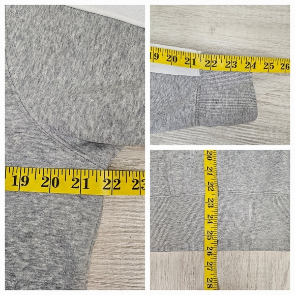 Fila Fleece Womens Medium Heather Grey White Drawstring Hooded Sweatshirt Hoodie - Picture 4 of 7